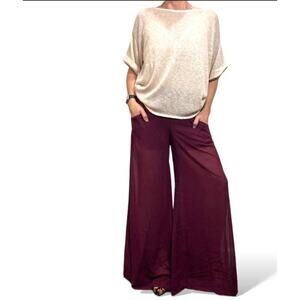 Uniq Sheer Wide Leg Dress Pants Built In Shorts  Size M